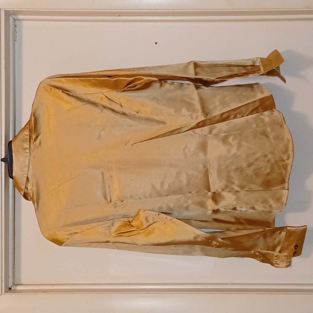 Christie & Jill Long Sleeve Metallic Gold Button Down Shirt - Size 8 - Picture 5 of 6